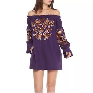 The Free People Fleur Du Jour Purple Embroidered Dress